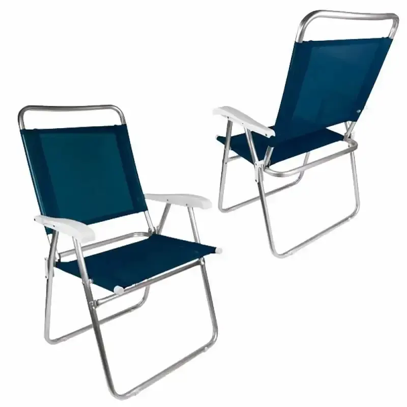Cadeira de praia e piscina master plus 120 kgs alta em alumínio kit com 2 peças Mor