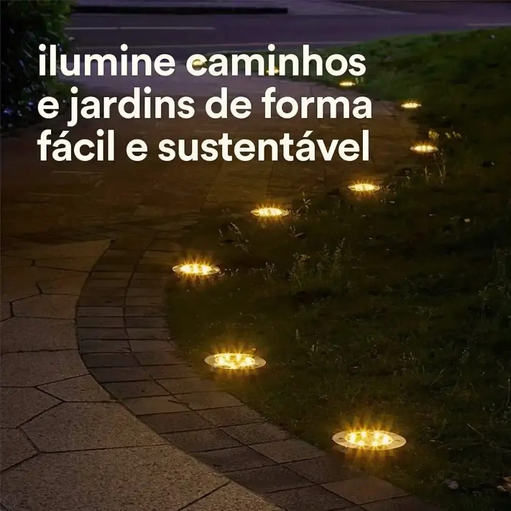 Luminária solar spot de chão 12 leds prova d`agua kit 10 peças casa LYS — fotografia 9