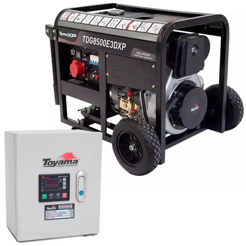 Gerador energia diesel 7.5KVA trifásico TDG8500E3DXP + painel automático ATS-T9-220 Toyama