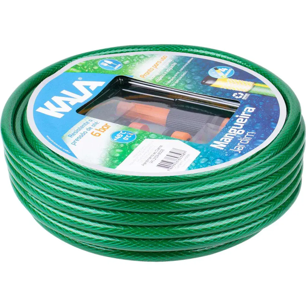Kit mangueira jardim reforçada verde 4 camadas 10M Kala — fotografia 2