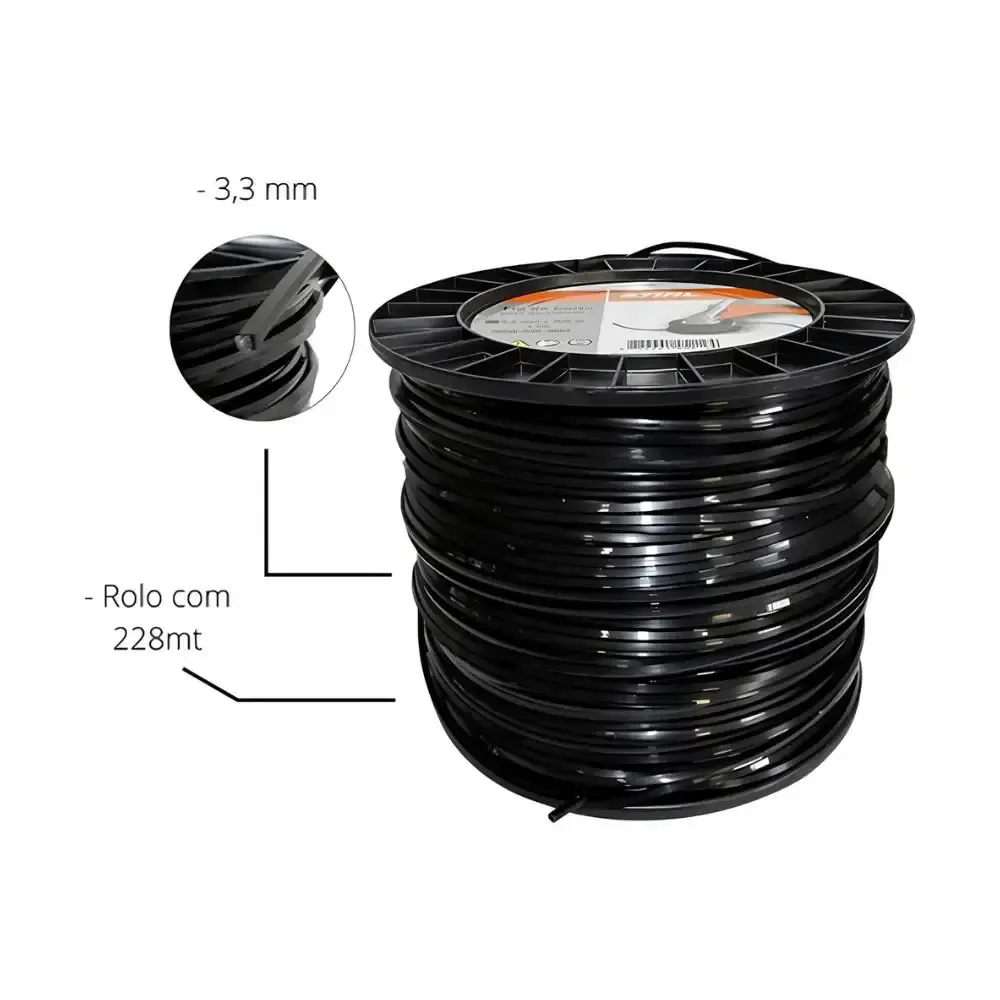 Fio de corte quadrado 3,3MM x 228MTS nylon preto Stihl — fotografia 2