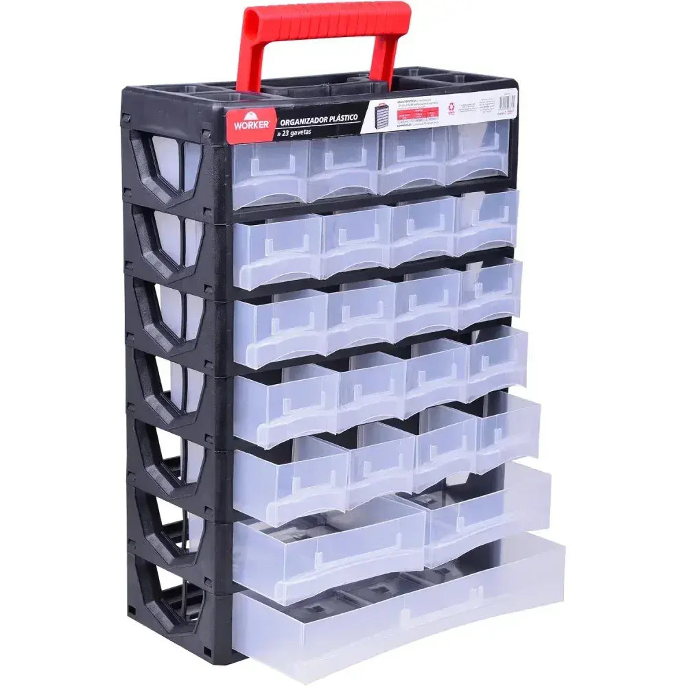 Organizador plástico 23 gavetas 31,5X14X44,5CM Worker — fotografia 7