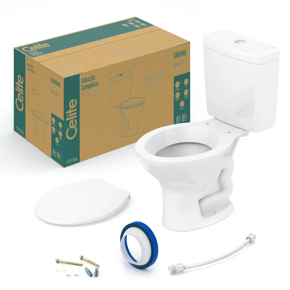 Kit completo saveiro bacia com caixa acoplada 6L dual flush Celite