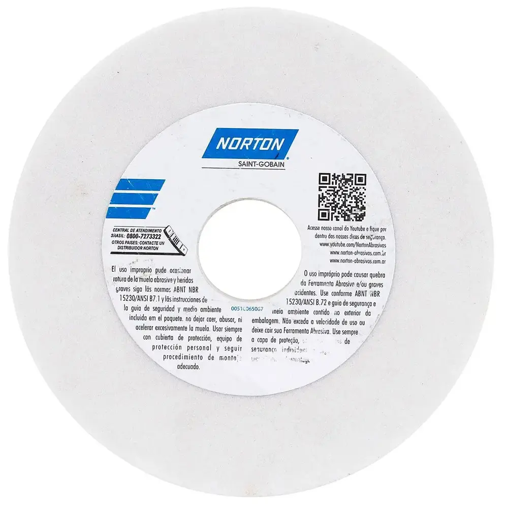 Rebolo Reto Branco 203,2 mm Grão 46 NORTON