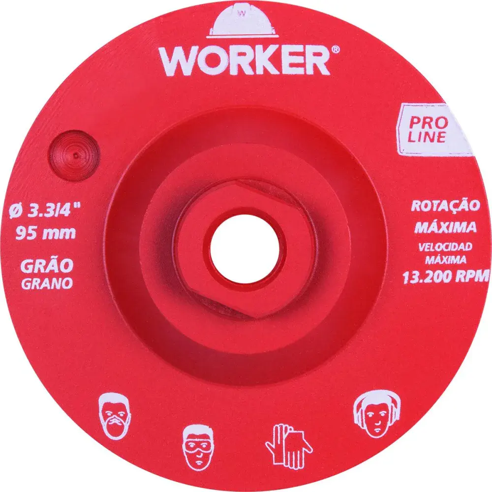 Rebolo diamantado liso 13.200RPM M14 95MM grão 180 Worker
