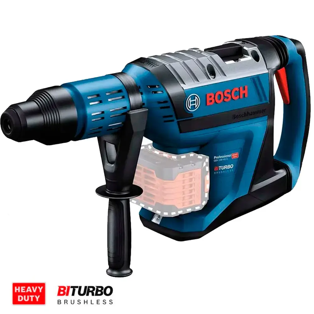 Martelete à bateria sds-max 18V biturbo brushless sem bateria e sem carregador GBH 18V-45C Bosch — fotografia 2