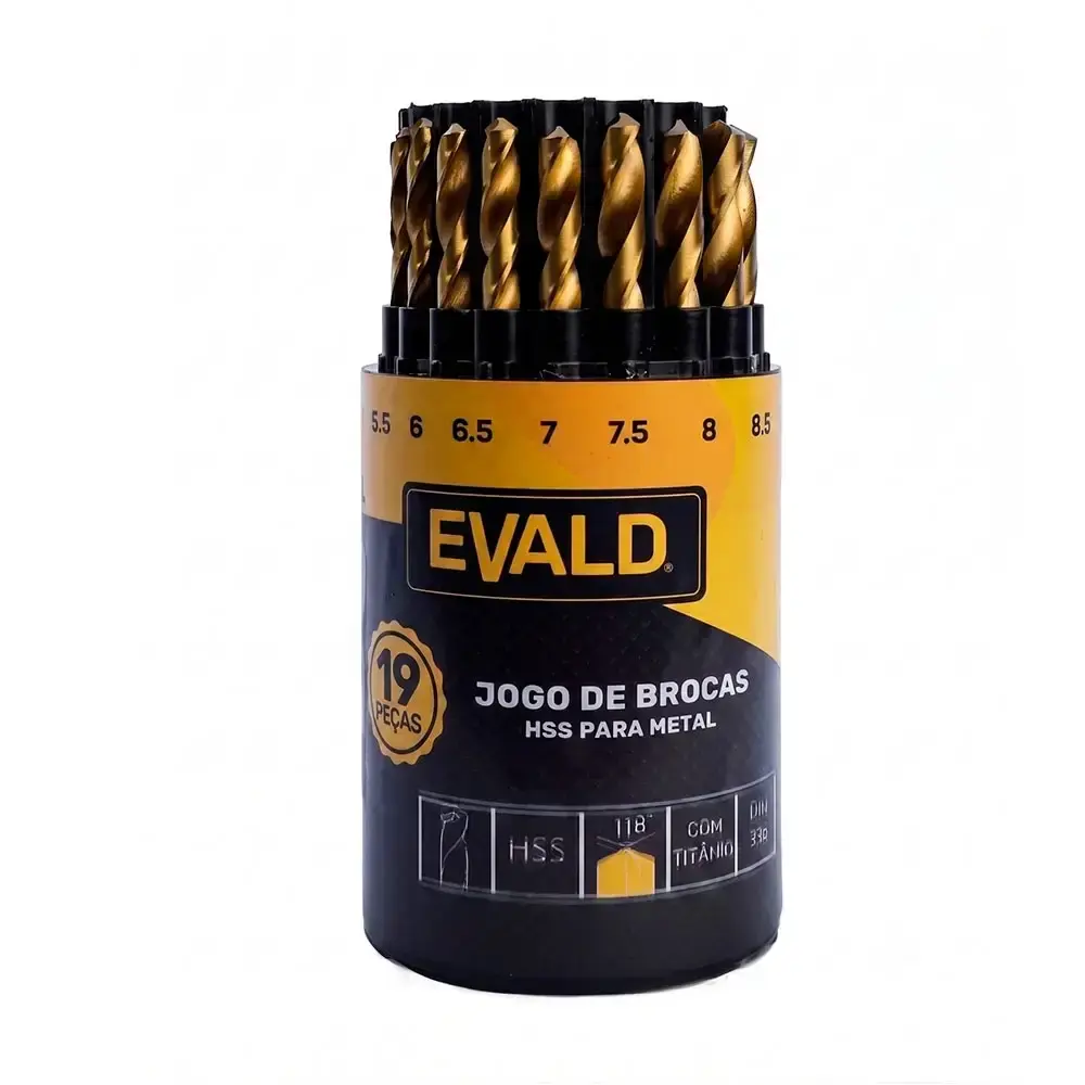 Kit furadeira industrial 3/8 pol 450W Bosch jogo de brocas HSS 19 peças evald 220 V — fotografia 5