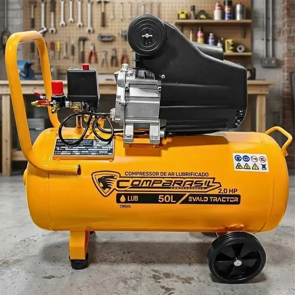 Compressor portátil lub 8,6 pés 2HP 50L com kit 5 peças evald tractor Compbrasil 220 V — fotografia 9