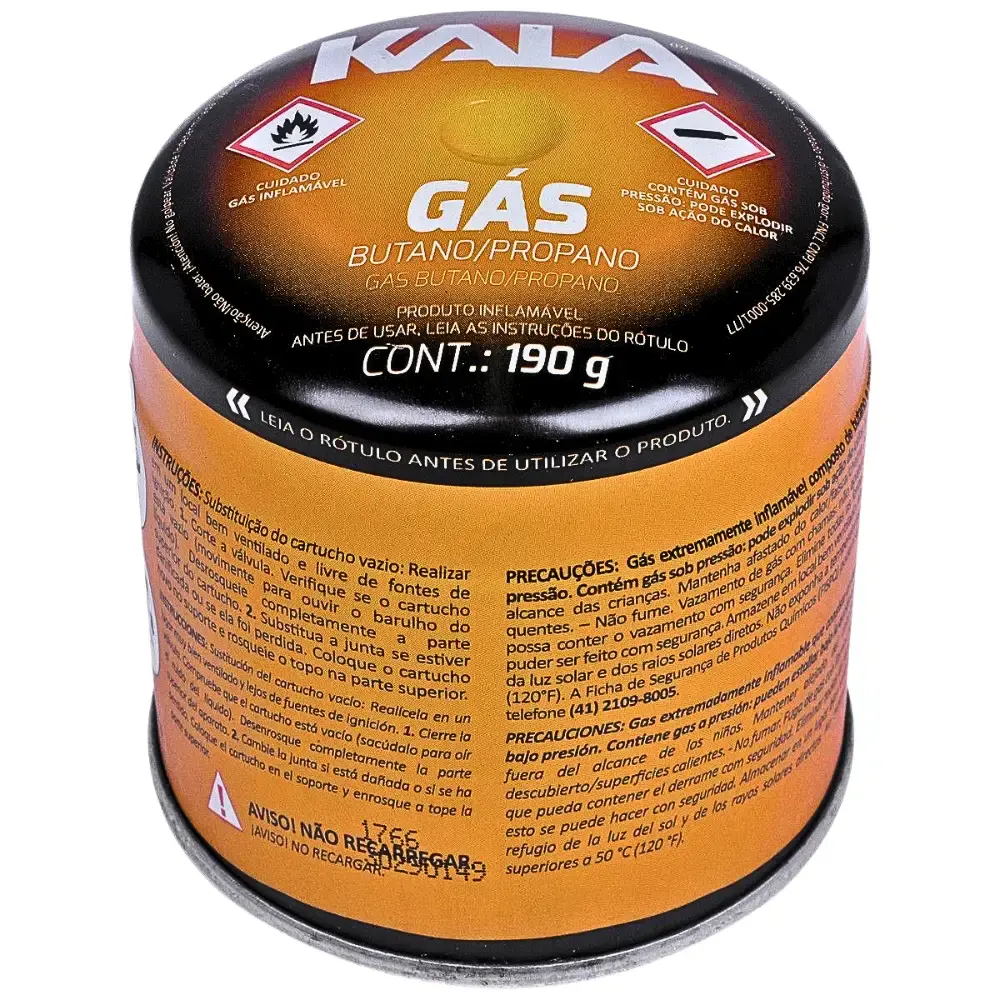 Cartucho de gás butano para maçarico 190G Kala — fotografia 6