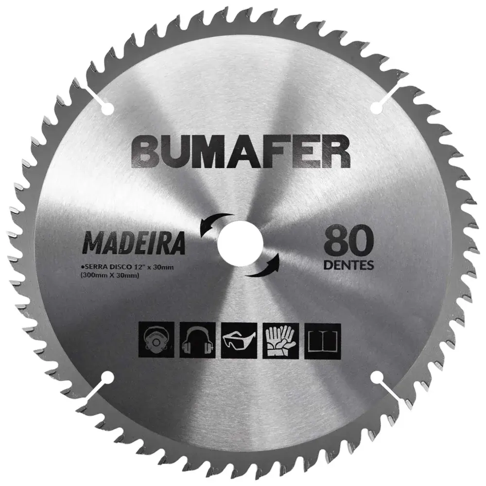 Disco de serra 12” x 30MM 80 dentes para madeira Bumafer