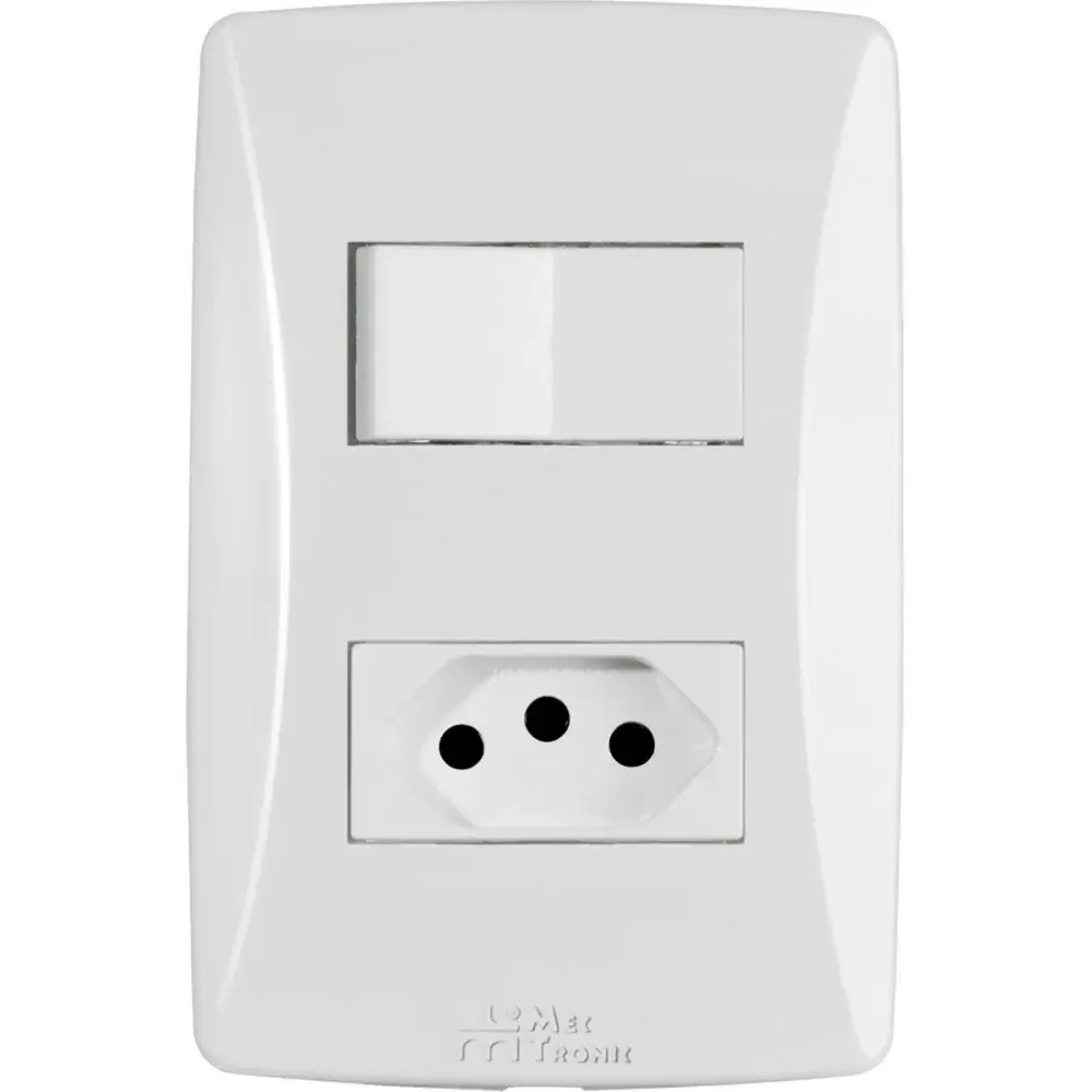 Interruptor petra simples com tomada branco 2P+T 20A Mectronic