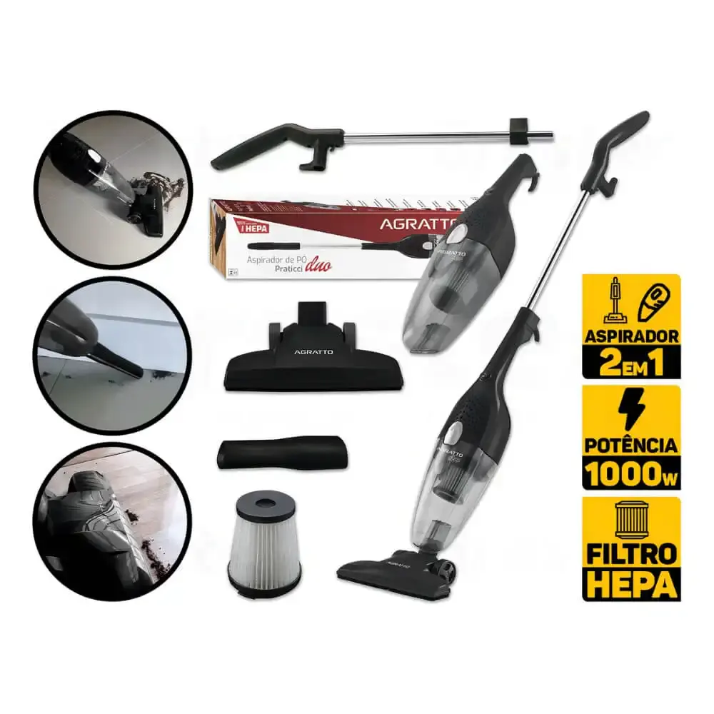 Aspirador de pó vertical 2 em 1 duo 1000W Agratto 110 V — fotografia 10