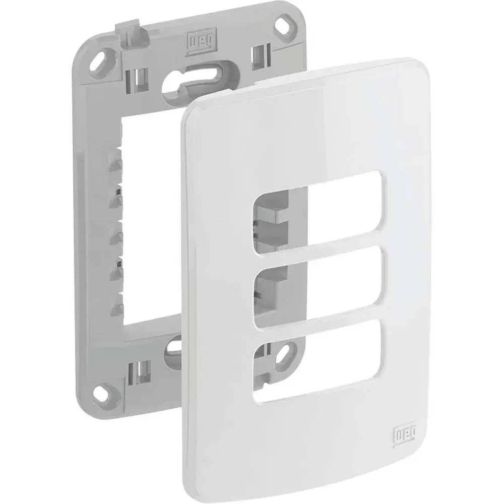 Conjunto placa e suporte 4X2 3P branco da WEG