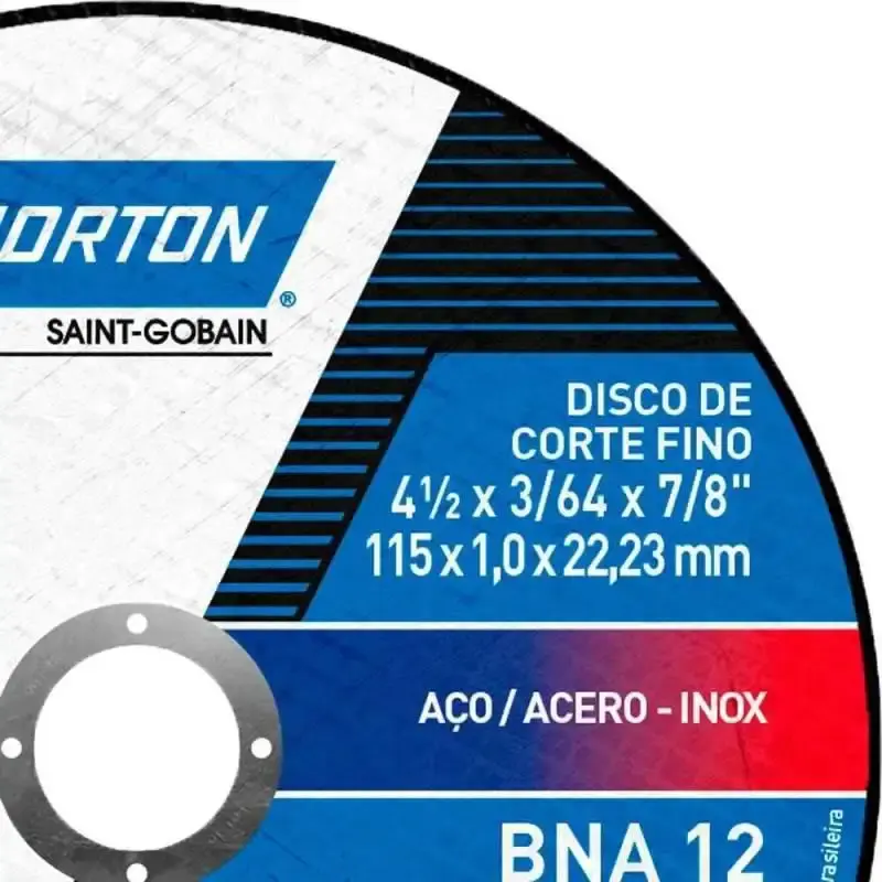 Disco de corte BNA 12 para metal e inox 4.1/2 POL kit com 25 unidades Norton — fotografia 4