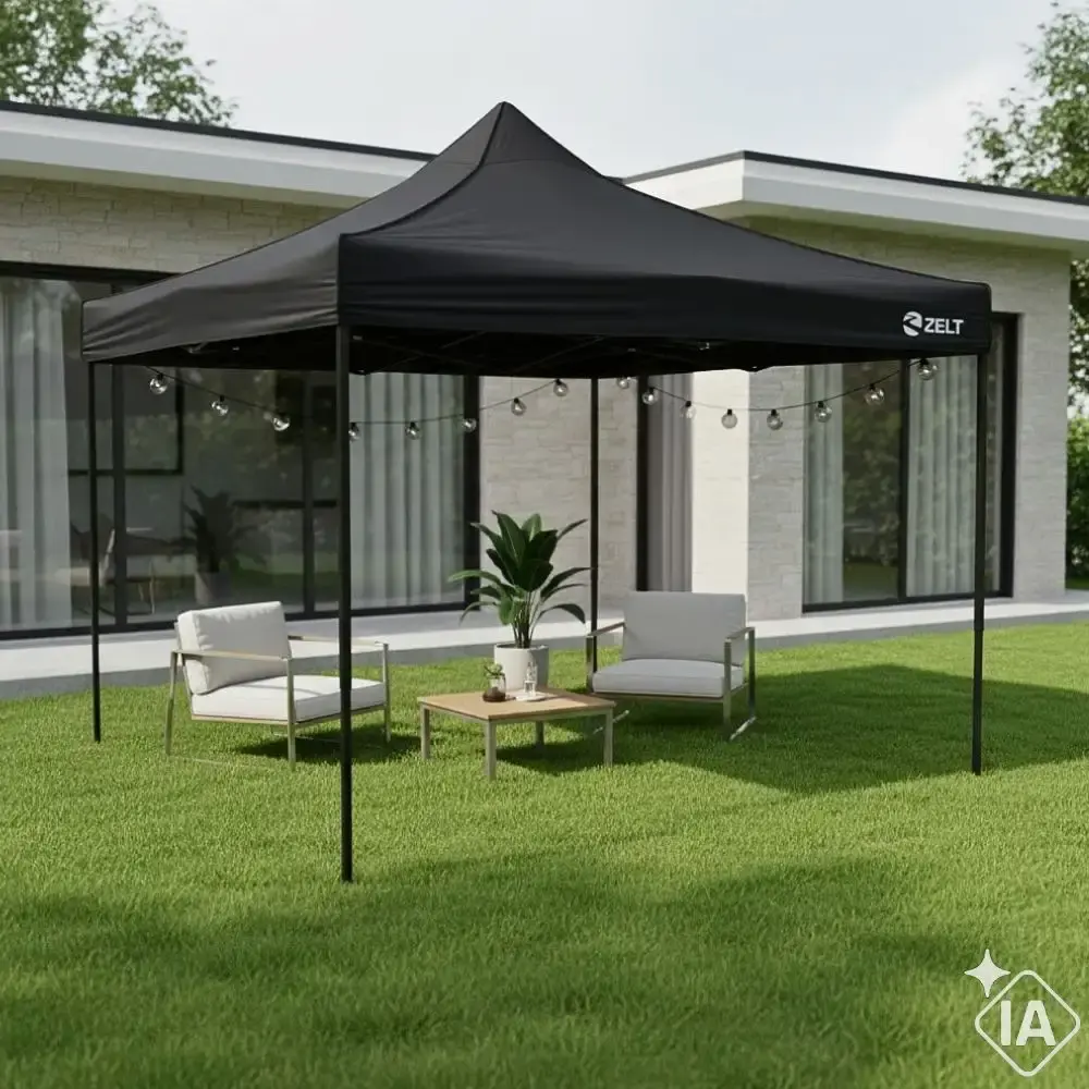 Tenda Gazebo Pagoda 3 x 3 Metros Dobrável Articulada e Sanfonada ZELT Azul — fotografia 10