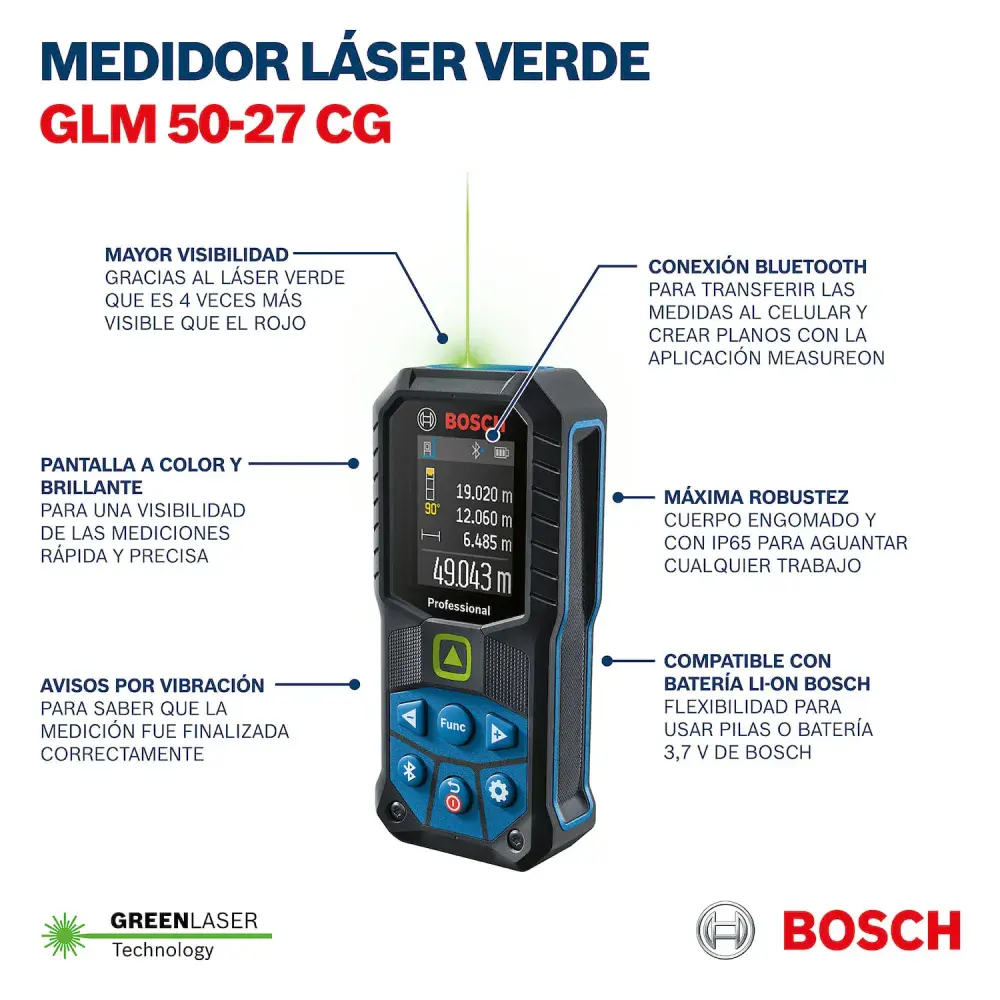Trena laser verde Bosch glm 50-27 cg com bluetooth — fotografia 10