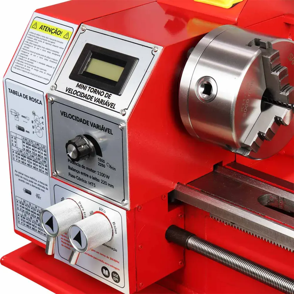 Torno mecânico motor brushless 600MM 1100W 220V Bumafer — fotografia 4