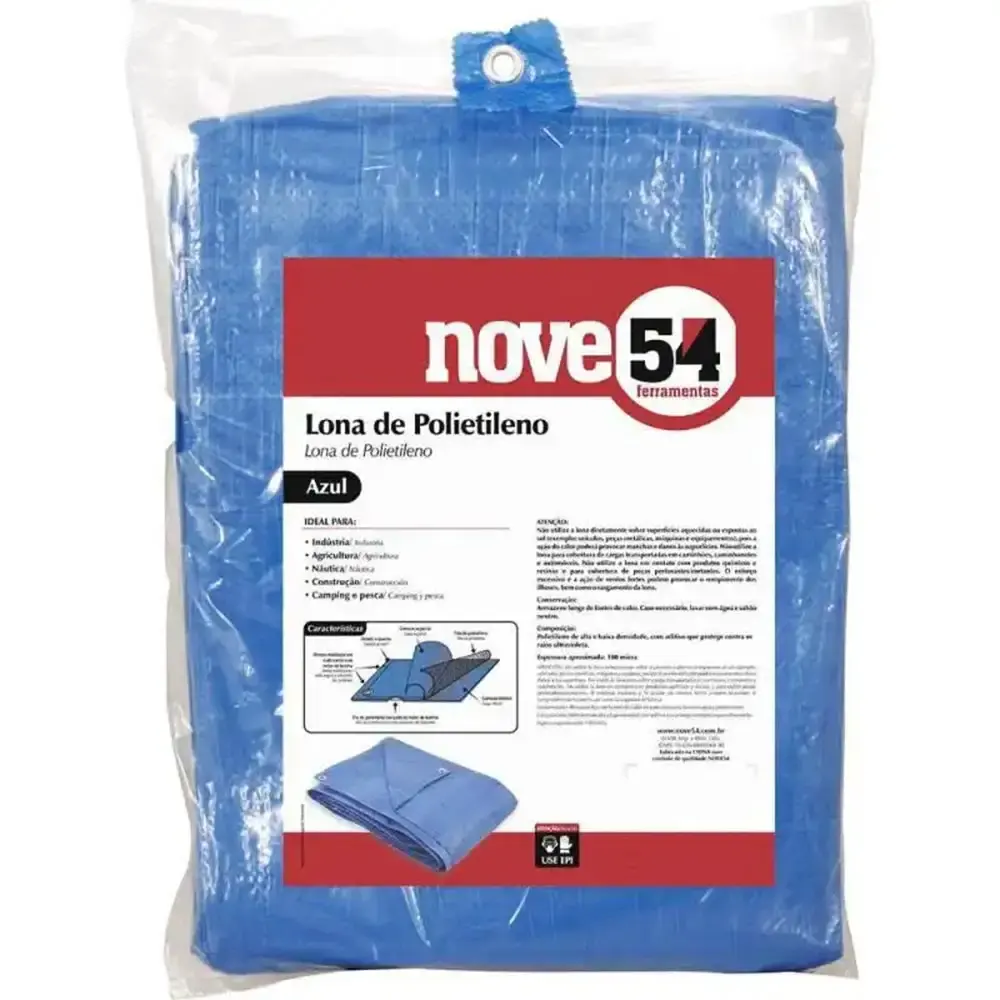 Lona 5 x 3 Metros 100 Micras Leve Azul NOVE54 — fotografia 5