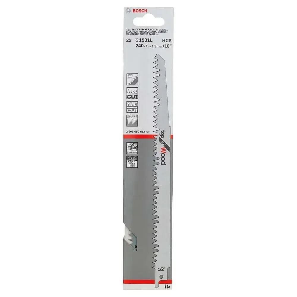 Lâmina de serra sabre S1531L para madeira 2 peç 240MM Bosch — fotografia 3