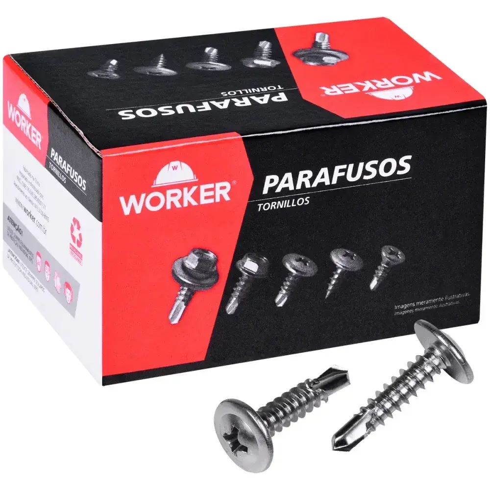 Parafuso drywall ponta broca inox 4,2MMN8MM Worker 500 peç — fotografia de referência