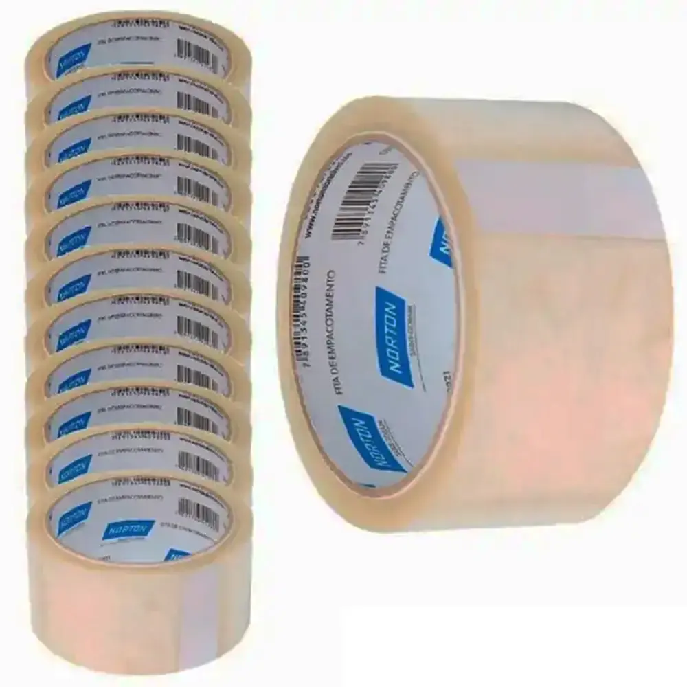 Fita para Empacotamento Transparente 48MM x 45 Metros Kit 12 Rolos NORTON — fotografia de referência