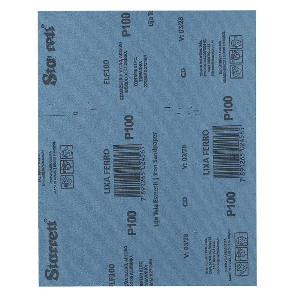 Folha de Lixa Metal 22,5 x 27,5 cm Grão 100 com 5 Unidades STARRETT — fotografia 5