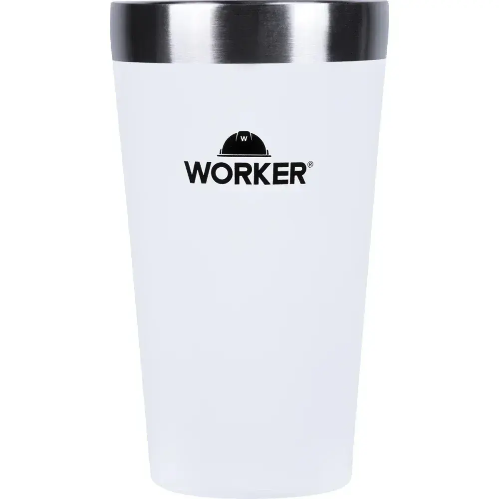 Copo térmico em aço inoxidável branco e preto 473ML Worker — fotografia 7