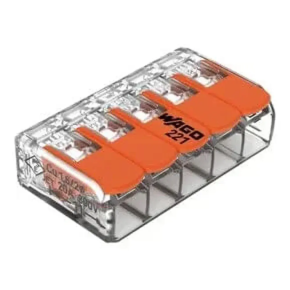 Conector emenda 221 5 derivações 4MM - 25 peç Wago