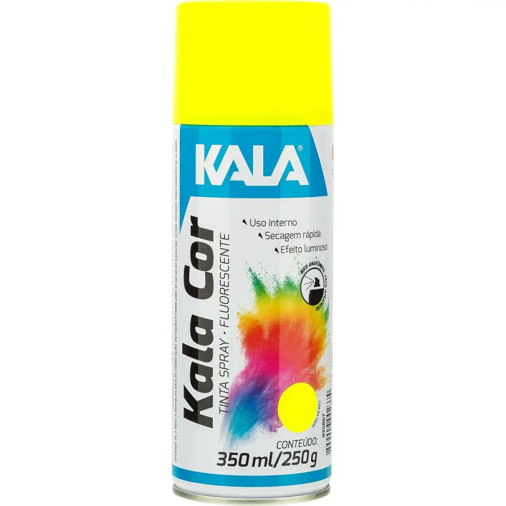 Tinta spray fluorescente amarelo 350ML Kala