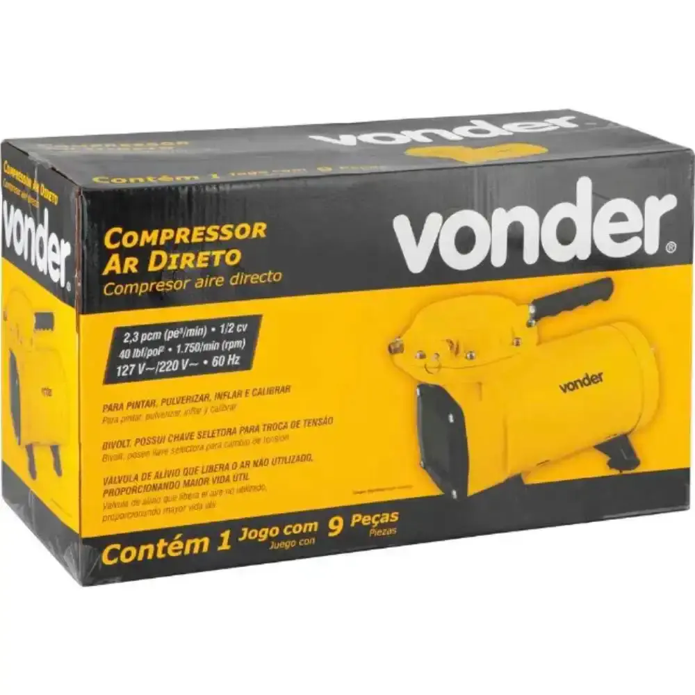 Compressor ar direto 1/2 HP com kit de acessórios bivolt Vonder — fotografia 5