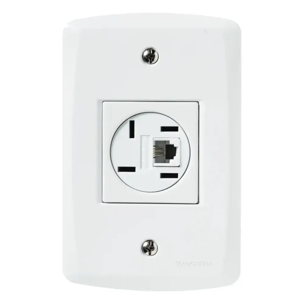 Conjunto 4X2 1 tomada telefone 4P RJ11 branco Tramontina