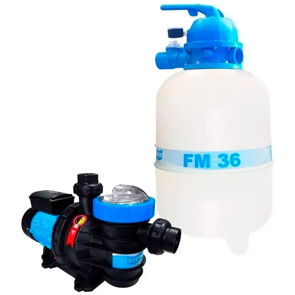 Filtro para Piscina 1/3cv FM-36 FILTER com Bomba 1/3CV BMC-33 SODRAMAR até 40.000 Litros