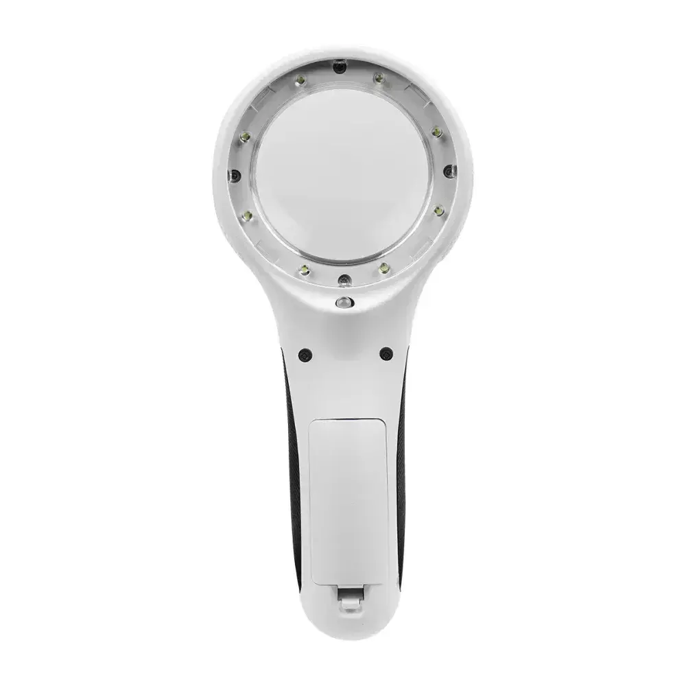 Lupa de mão com leds 4X de ampliação 125MM 60MM Bumafer — fotografia 6