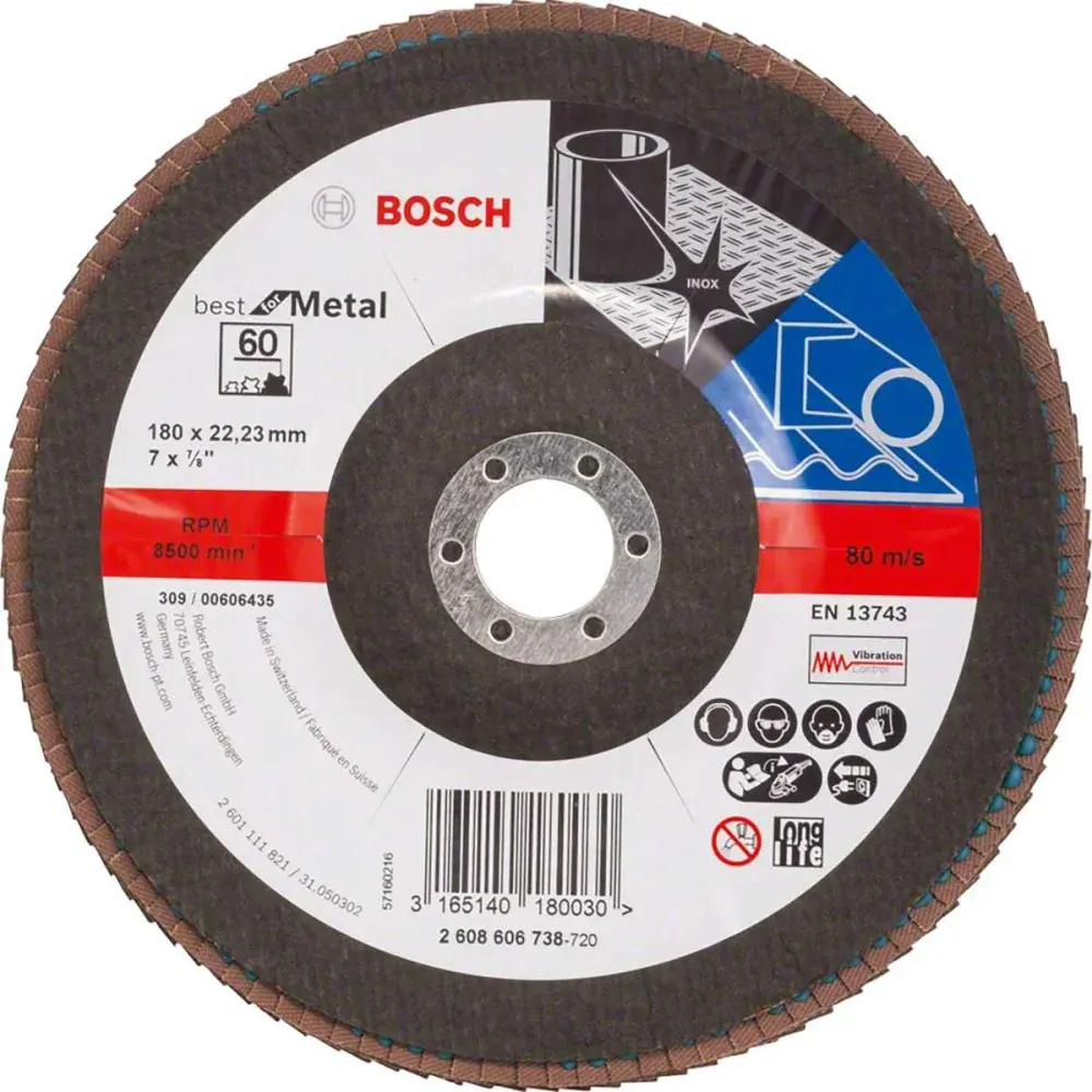 Disco flap X571 best for metal reto 180MM 22,23MM Bosch — fotografia de referência