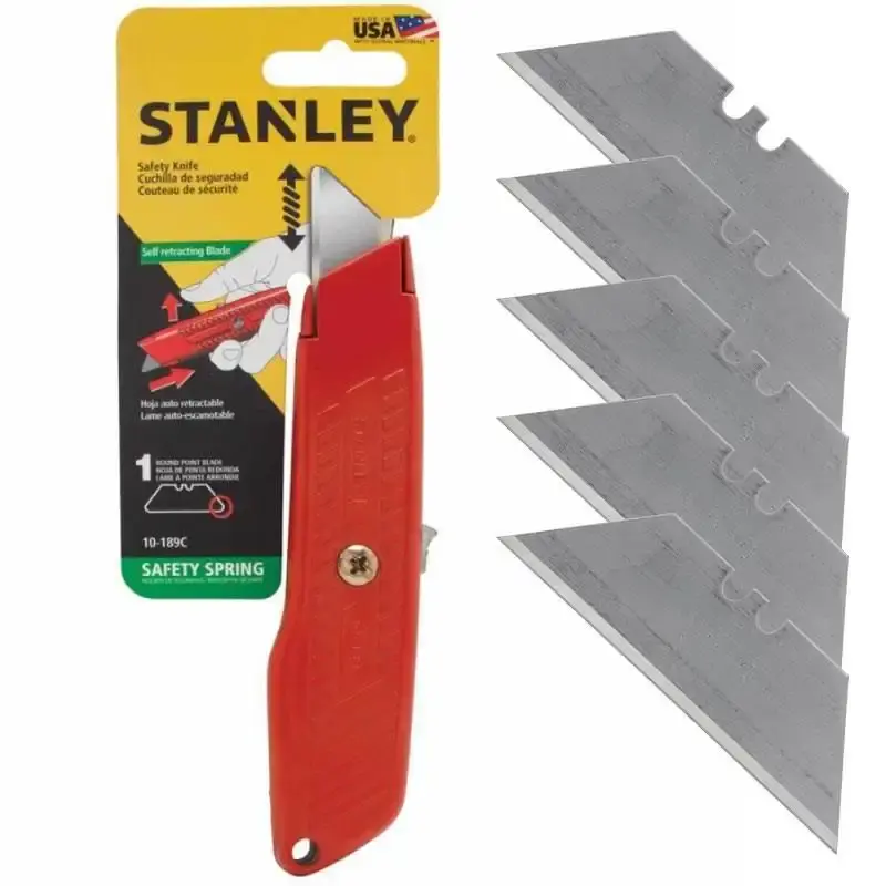 Estilete de segurança trapezoidal auto-retrátil 18 MM 10-189C com kit 5 lâminas Stanley