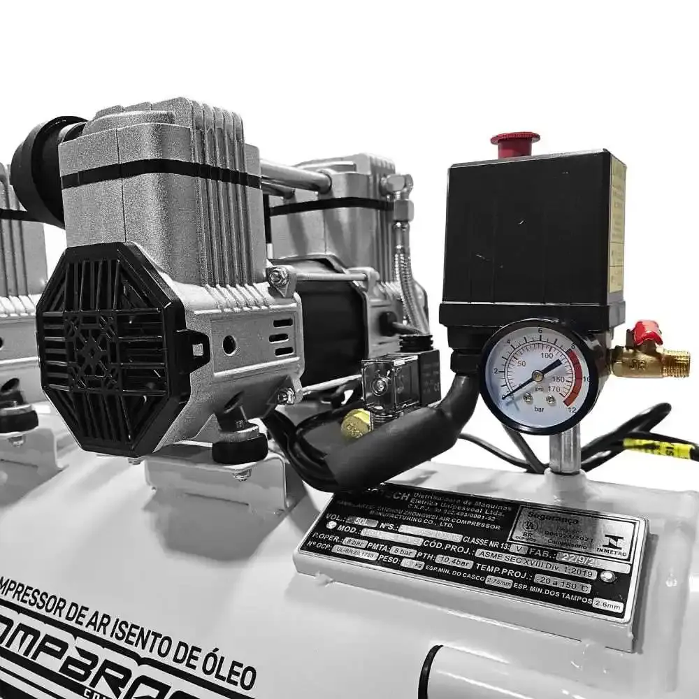 Compressor portátil isento 10 pés 2HP 50L com kit 5 peças evald tractor Compbrasil 110 V — fotografia 7