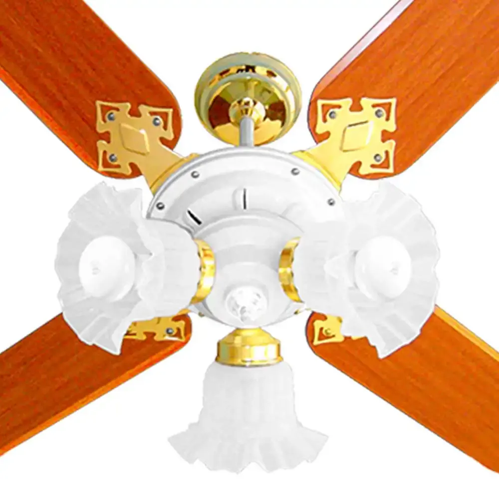 Ventilador de teto 4 pás 130W new zeta branco e mogno Venti-delta 110 V — fotografia 3
