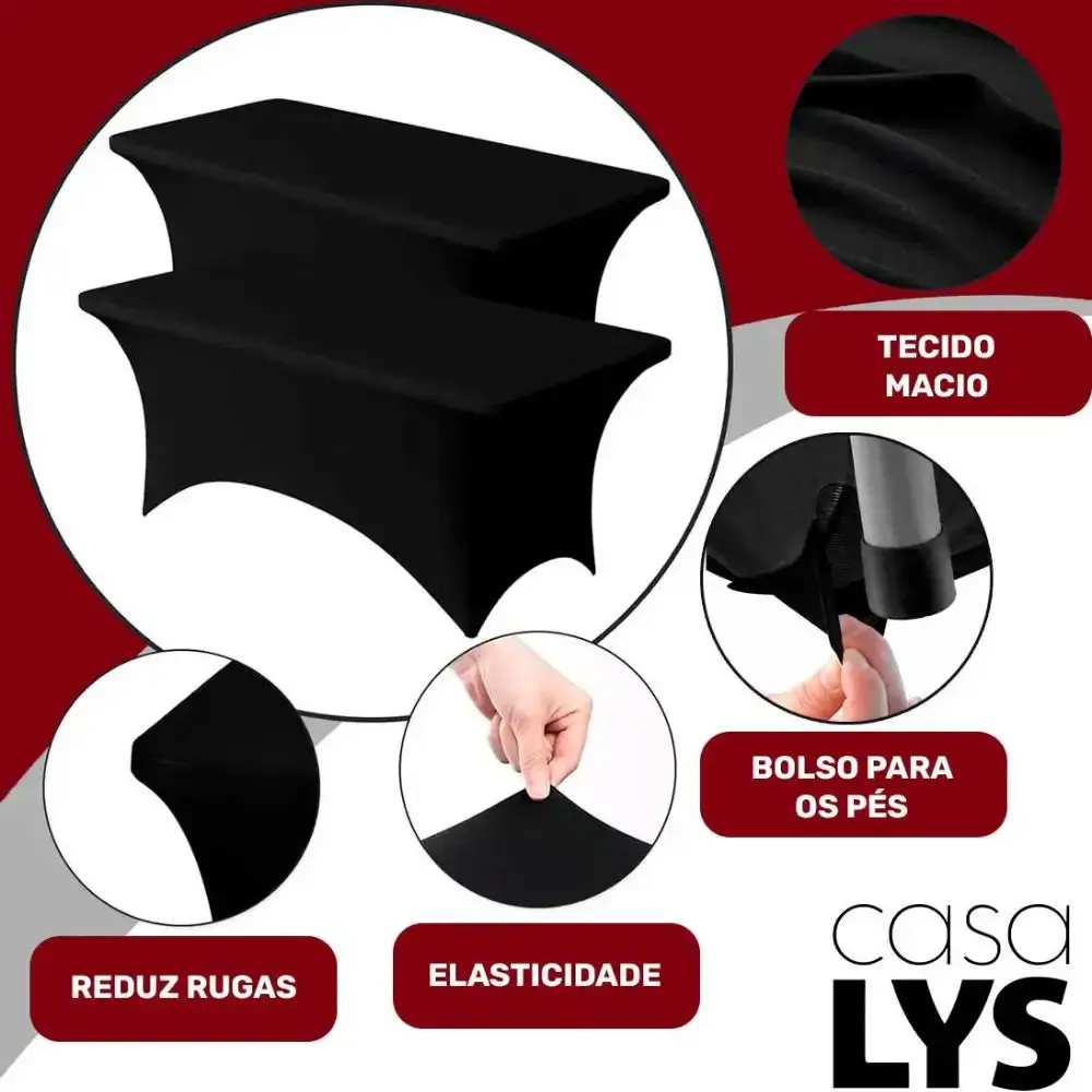 Kit Mesa Dobrável Rattan 180 x 74 x 74 CM Vira Maleta com Toalha Capa Elástica Preta CASA LYS Zelt — fotografia 8