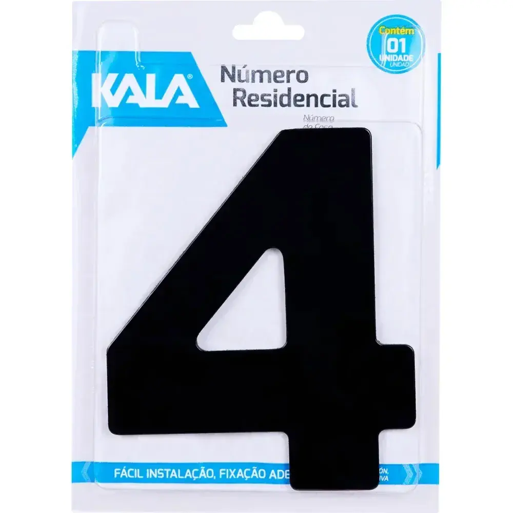 Número residencial N°4 preto 18,5CM Kala — fotografia 4