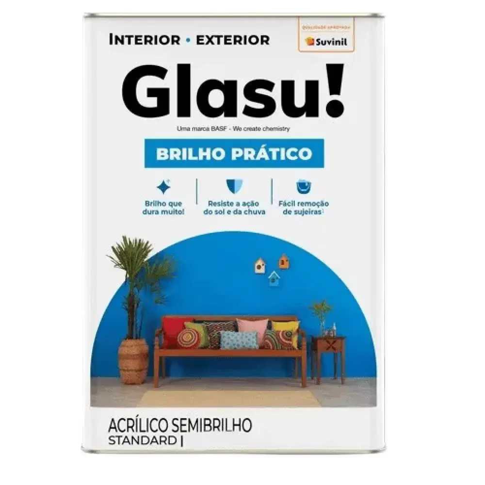 Acrílico brilho prático semibrilho base A2 16L glassu Suvinil Glasu!