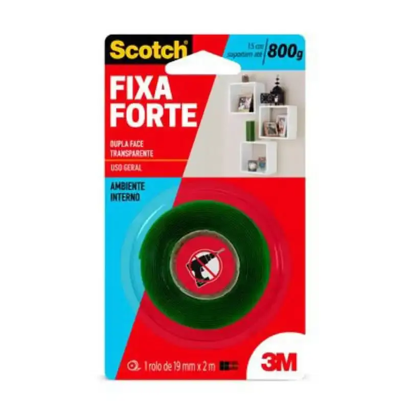 Fita Dupla Face 24 MM x 2 Metros Transparente Fixa Forte 3M
