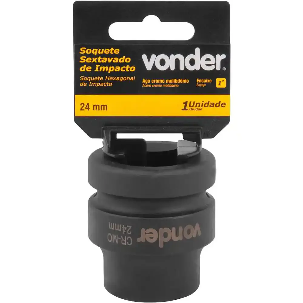 Soquete Sextavado Impacto Encaixe 1 polegada 24MM Cromado VONDER — fotografia 2