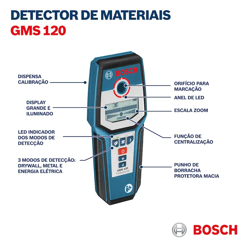 Detector de Materiais GMS 120, 120 mm BOSCH — fotografia 12