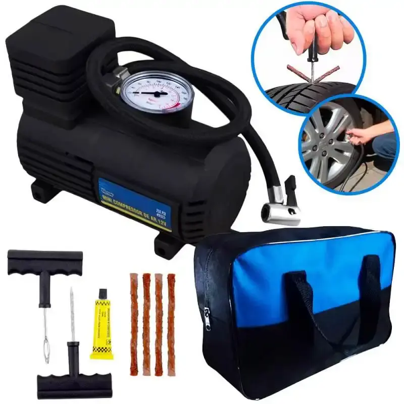 Compressor automotivo 12V 250 PSI Western com kit para reparo + bolsa