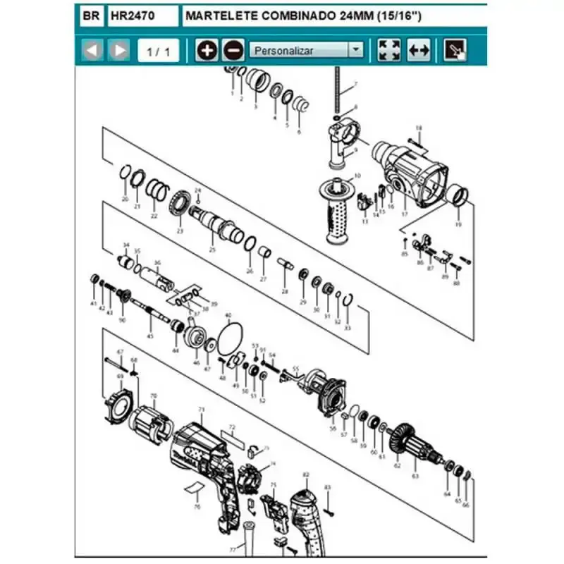 Induzido para martelete HR2470/HR2016 Makita 110 V — fotografia 5