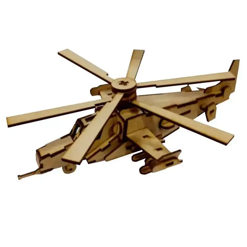 Quebra-cabeça 3D miniatura colecionável helicóptero em MDF Arte