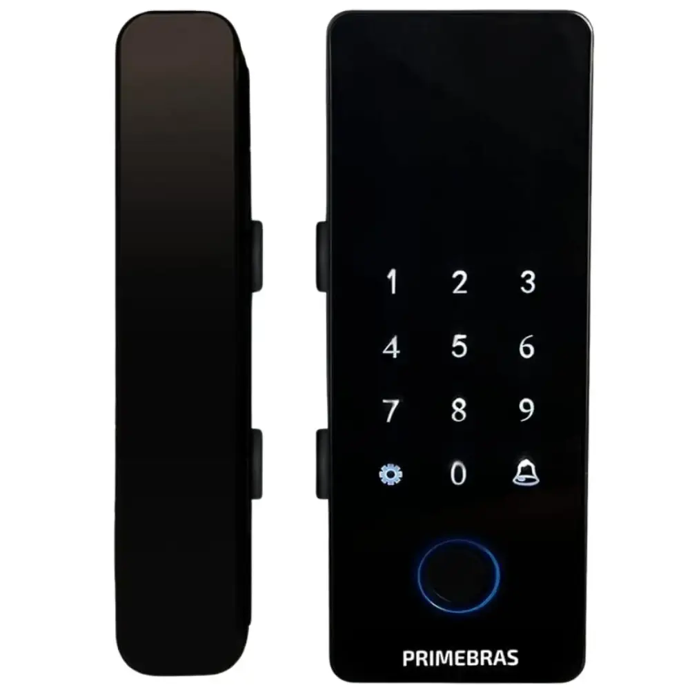 Fechadura digital inteligente biométrica athenas para porta de vidro PV4003 Primebras