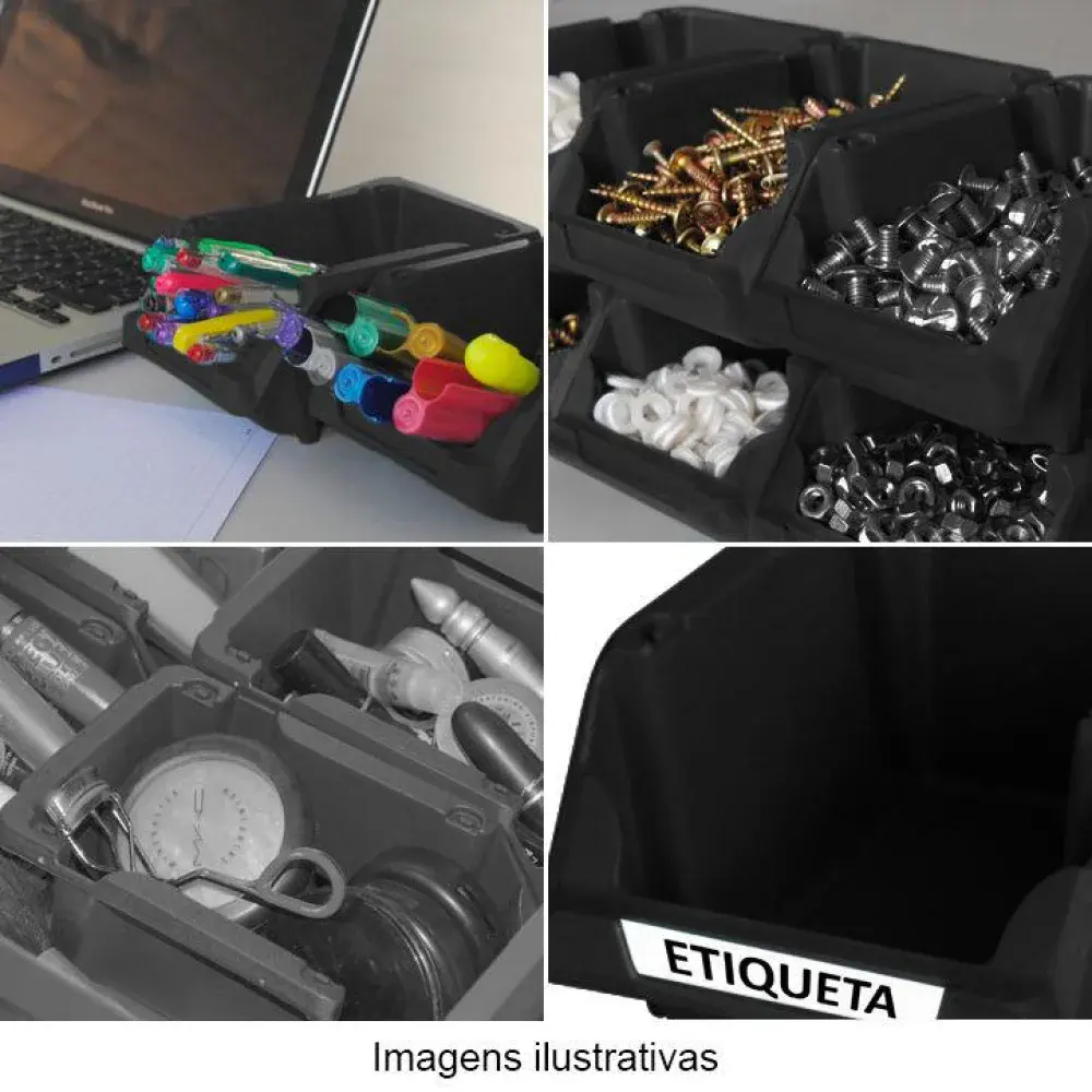 Gaveta plástica prática empilhável Nº 3 preta 42001 Presto — fotografia 4