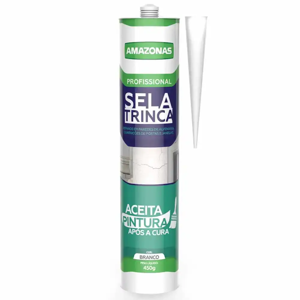 Silicone tubo sela trinca 450 GR 300 ML branca Amazonas