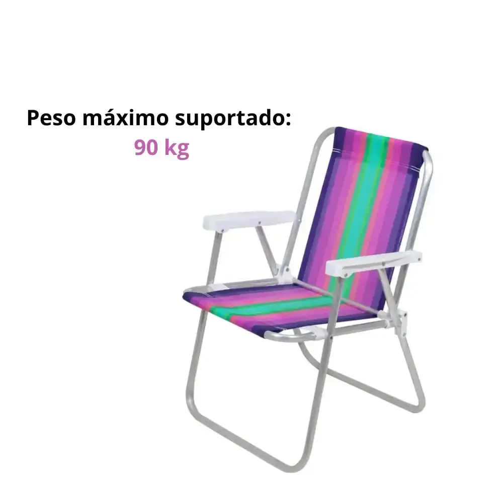 Cadeira de praia alta alumínio degradê roxo e verde 25575 BEL Belfix — fotografia 5
